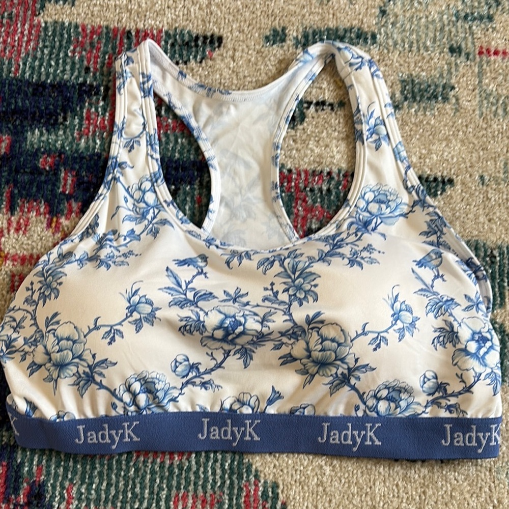 JadyK- Women's Blue Floral Sports Bra